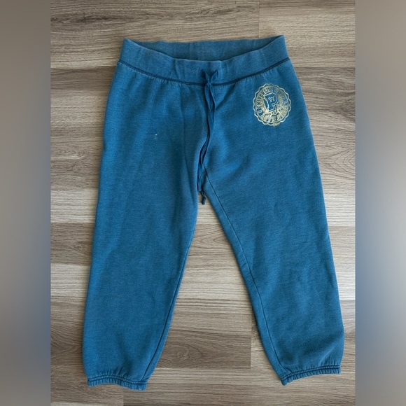 Y2K VICTORIA’S SECRET PINK 2007 Blue Sweatpants Gold Cream Patch Logo Back Small - Picture 3 of 5